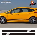 Car Decoration 2PCS/Lot Auto Body Decor Vinyl Decals Styling Stickers for Ford Focus ST Sport Door Side Skirt Strip Reflective